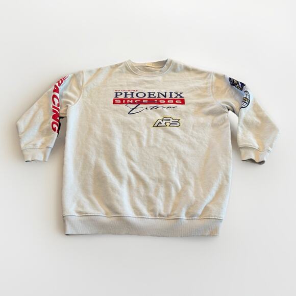 Urban Outfitters White Motocross Phoenix Since 1986 Extreme Hoodie Sweatshirt SM - Picture 1 of 9